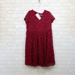 Torrid Red Lace V Neck Skater Dress